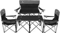 CAMPHILL Camping Chair Set of 3 Outdoor Folding Camping Chairs for Heavy People with Cup Holder &amp Carry BagCollapsible Chair Include One Sofa Chair and Two Single ChairSupport up to 500lbs