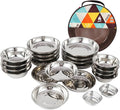 Portable Outdoor Tableware Camping Bowls Plates Stainless Steel Dinnerware for Hiking Bbq Picnic Lightweight Food-grade Material