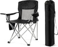 Simple Deluxe Outdoor Foldable Camping Chair with Cup Holder and Carrying Bag Camping Chair with 300lbs Capacity and Sturdy Material Suitable for Beaches Hiking and Camping Black