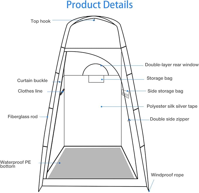 Pop Up Privacy Shower Tent Portable Outdoor Camping Bathroom Toilet Tent Changing Dressing Room Privacy Shelters Room Lightweight &amp Sturdy Foldable for Outdoors Indoors