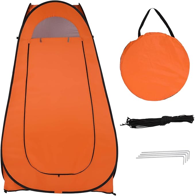 Portable Pop Up Privacy Shower TentInstant Portable Outdoor Rain Shelter with Carry BagCamp Toilet for Hiking &amp BeachLightweight &amp SturdyEasy Set Up (Orange)