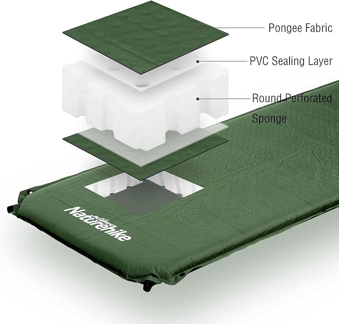 Naturehike Sleeping Pad 2 inch Thick Self Inflating Sleeping Pad for Camping Durable Camping Mattress Connectable with Multiple Lightweight Sleeping Mats for Backpacking Tent Hammock Hiking