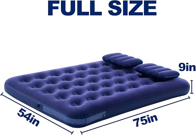 DIMAR GARDEN Full Size Camping Air Mattress Inflatable Bed with PillowInclude Hand Pump