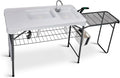 Folding Fish Cleaning Table Portable Camping Sink with Faucet Drainage Hose Portable Camping Sink Station with Drain Hose Trash Can Foldable Outdoor Sink for Camping Fishing BBQ