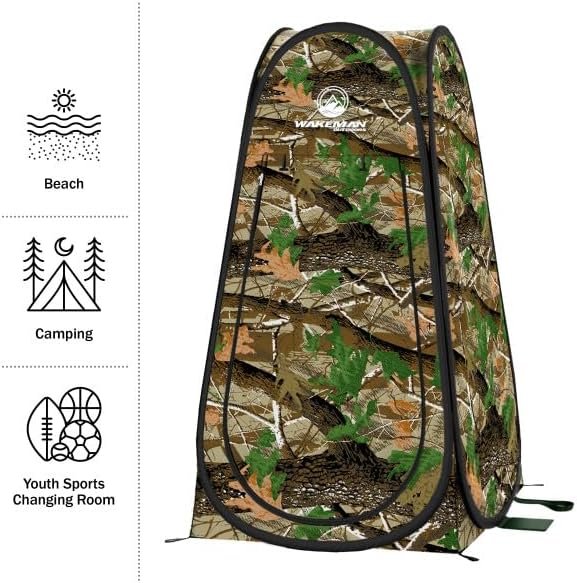 Wakeman Pop Up Changing Tent 3.3 x 3.3 x 6.2ft Camping Shower Tent for Portable Toilet Stall or Dressing Room with Carry Bag for Camping Beach or Tailgate Polyester