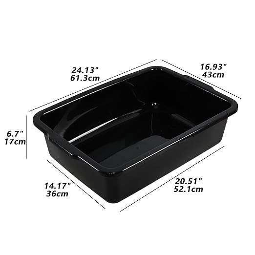 4-Pack Large Plastic Commercial Bus Tubs 32 L Bus Tub Restaurant Black