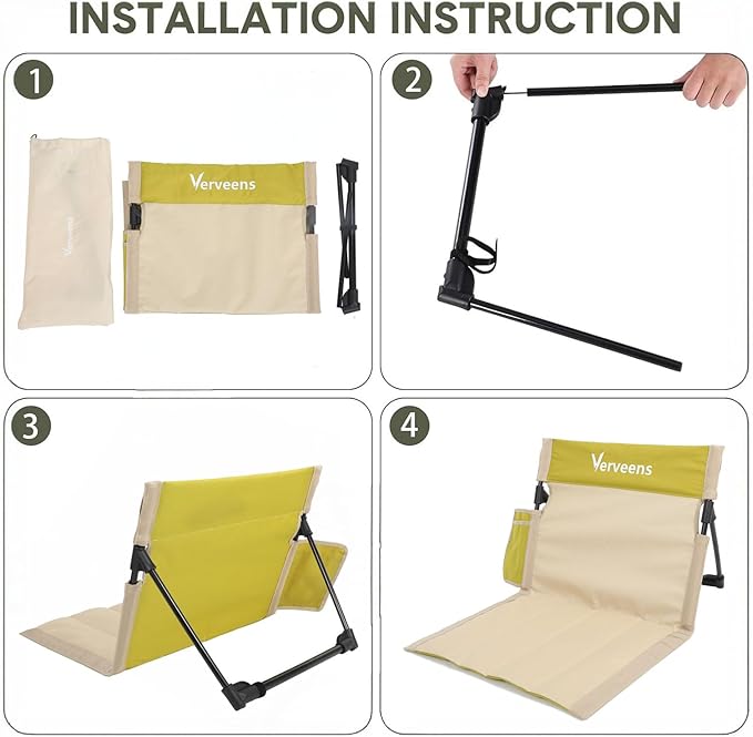 Extra Large Foldable Camping Chair with Cup HolderUltra-Light Portable Beach Chair with Carry Bag for Sunbathing Swimming Poolside Picnic Lawn Road Hiking Trips (Beige and Yellow)