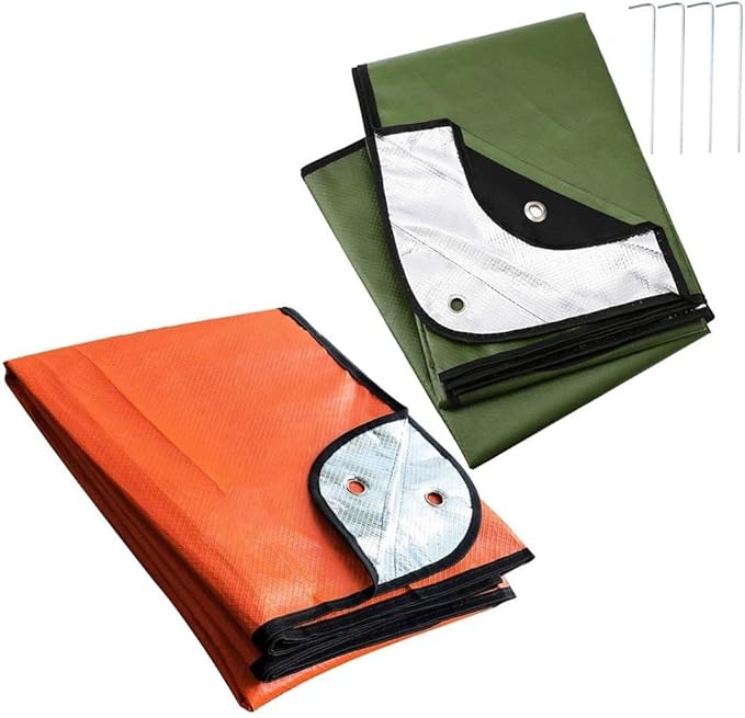 Reflective Thermal Tarp for Camping and Survival Lightweight Insulated Blanket for Outdoor Activities (Green)