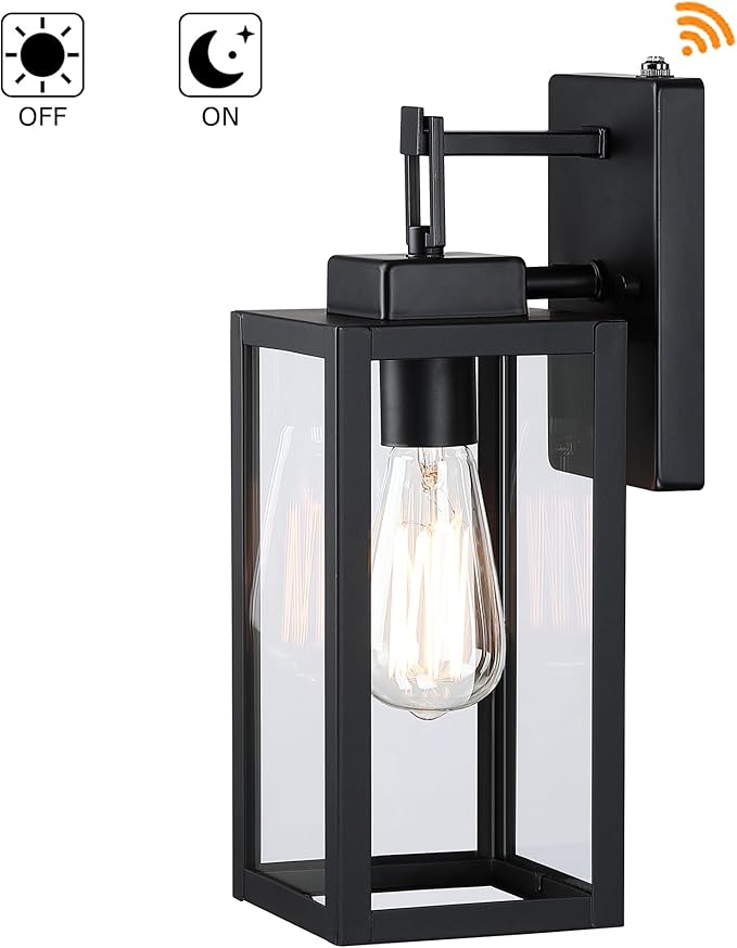 12 Inch Outdoor Wall Lights Dusk to DawnExterior Sconce Lights with Sensor Photocell Black Wall Lantern for Porch Patio Garage Dusk to Dawn Outdoor Lighting