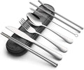 8Pcs Tableware Reusable Travel Cutlery Set Camp Utensils Set with Stainless Steel Spoon Fork Chopsticks Straw Portable Case