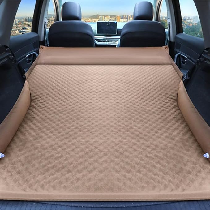Inflatable Car Air Mattress Back Seat Bed for Ford Bronco Sport (CX430) 2021 2022 2023 2024 2025 2026 Portable Thickened Travel Camping Air Mattress Blow Up BedBeige-Bring Pillow