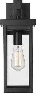 ML Lighting | Barkeley Collection | 42601-PBK | 16 Modern One Bulb Outdoor Steel Small Wall Sconce | Anti-Rust Powder Coat Black with Clear Glass Shade | Exterior Ambient Light for Safety