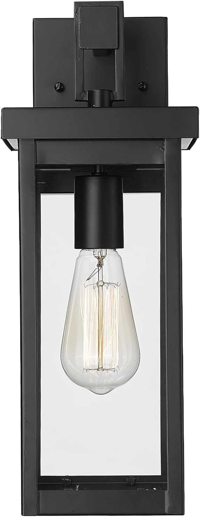 ML Lighting | Barkeley Collection | 42601-PBK | 16 Modern One Bulb Outdoor Steel Small Wall Sconce | Anti-Rust Powder Coat Black with Clear Glass Shade | Exterior Ambient Light for Safety