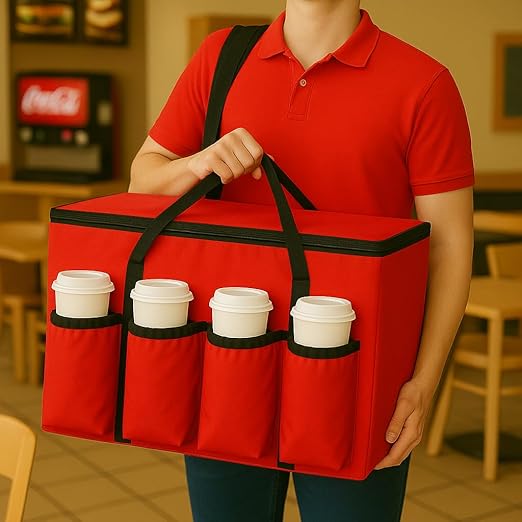 musbus catering bag for doordash uber eats 22x14x14 Insulated Food Delivery Bag with Cup Holders/Drink Carriers Premium XXL Beverages Grocery Pizza Commercial Quality Hot and Cold hot boxes