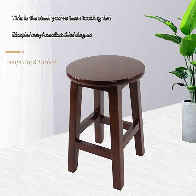 Solid Wood Portable Round Stool for Bedroom and Coffee Table Small Size (30 * 40cm) Log Colour
