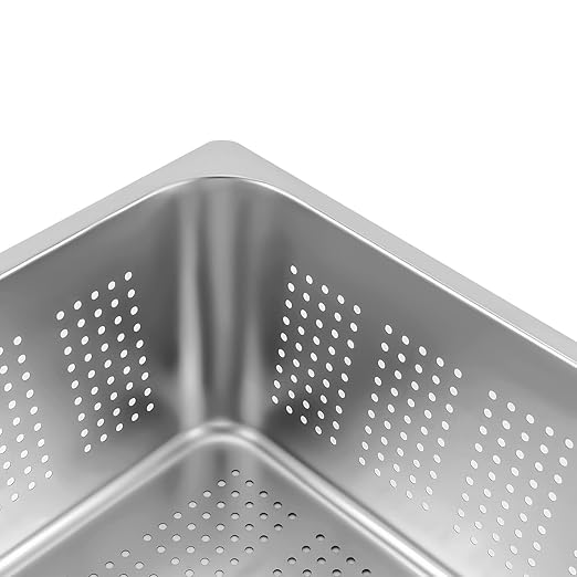DYNAMI 2-Pack 6 Inch Deep Full Size Steam Table Pans Anti-Jam Perforated Stainless Steel Steam PansRestaurant and Commercial Stainless Steel Food Containers