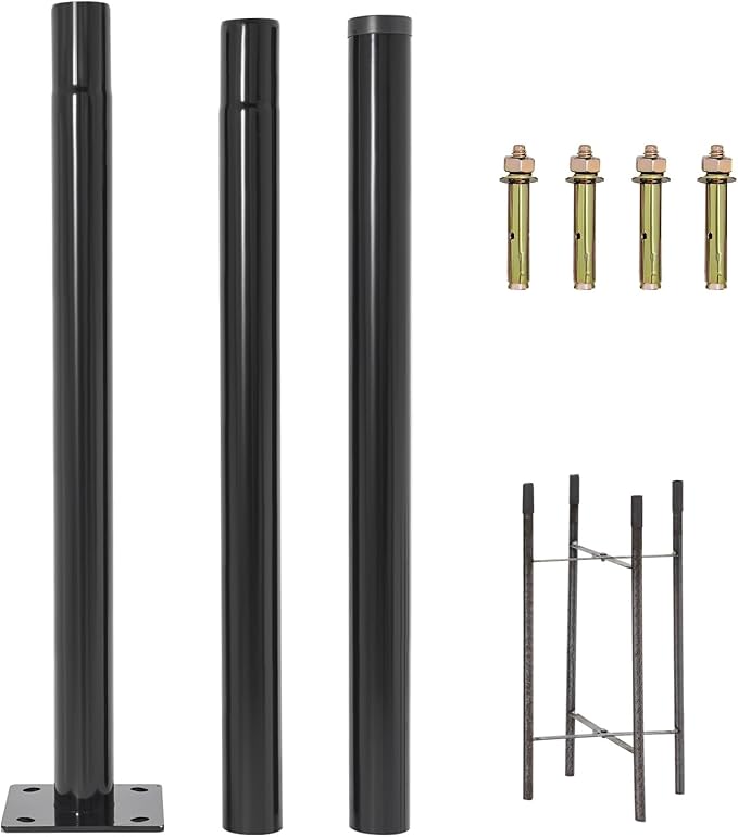 Street Light Pole 10ft Tall Split Street Lamp Post for Outdoor Street Courtyard Parking Lot Lighting Post Fixtures with Mounting Ground Cage (10FT 76mm)