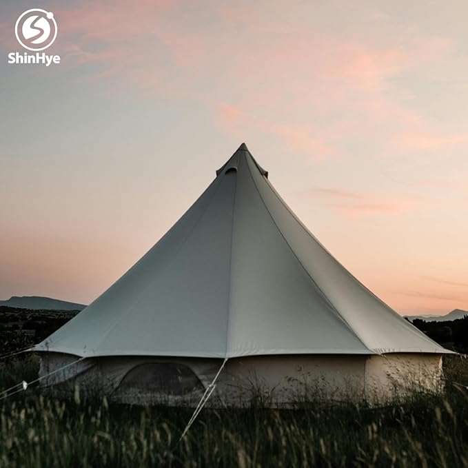 Canvas Bell Tent Yurt Tent 4 Seasons for Camping 100% Cotton Glamping Tents with Stove Jack Family Camping Outdoor Hunting Party