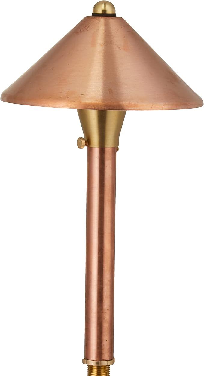 VOLT Conehead 12V Copper Mini Path Light (7 Shade 15 Tall) for Low Voltage Landscape Lighting on Outdoor Pathway Walkway Garden Driveway or Patio