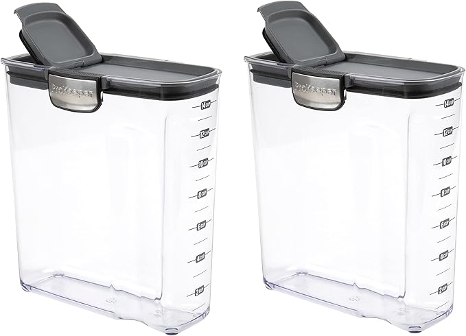 Progressive International ProKeeper+ Clear Plastic Airtight Food Baker's Kitchen Storage Organization Container Canister Set with Magnetic Accessories 2- Piece Set (Cereal 4.2-Quart)