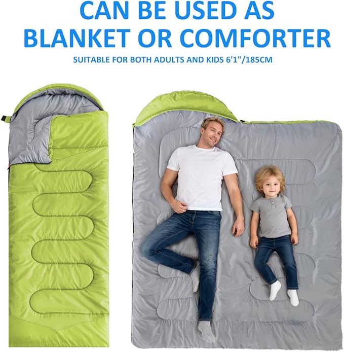 oaskys Camping Sleeping Bag - 3 Season Warm &amp Cool Weather - Summer Spring Fall Lightweight Waterproof for Adults Kids - Camping Gear Equipment Traveling and Outdoors