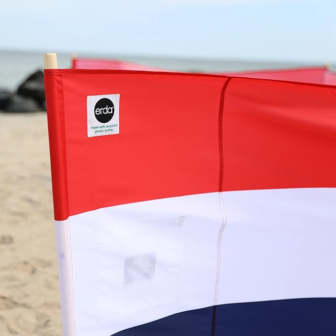 erda Liberty Stripe Pro Beach Recycled Polyester Rip-Stop 20 ft Lightweight Windscreen Privacy Screen Wind Blocker Free Matching Shoulder Bag
