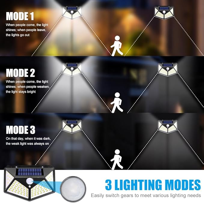 Solar Lights Outdoor 12 Pack Solar Motion Sensor Light Outdoor 3 Modes Solar Powered Security Lights Lumiere Solaire Exterieur IP65 Waterproof 270° Wireless for Yard Garden Deck Fence Garage