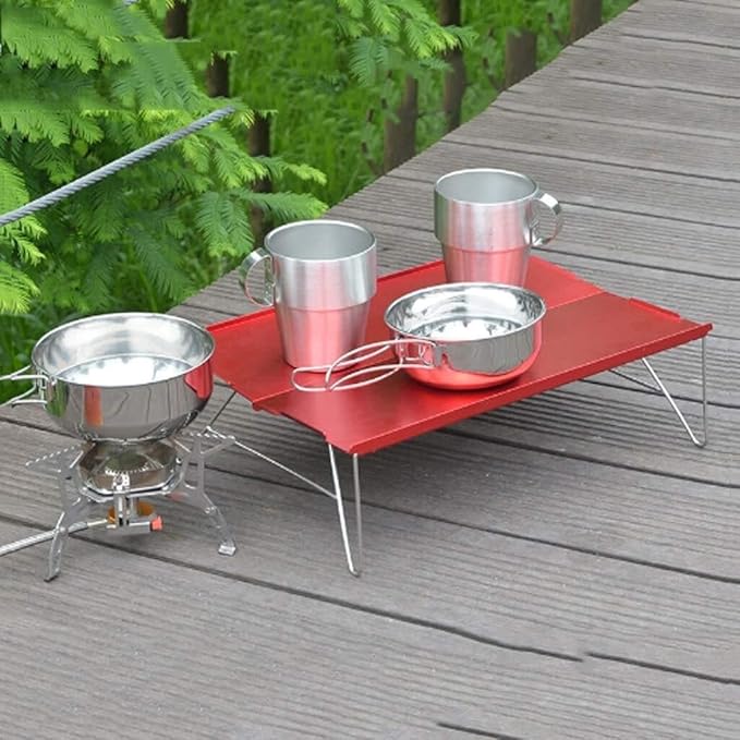 Aluminum Foldable Camping Table Lightweight Portable Outdoor Picnic Desk Ideal for Hiking Fishing Barbecue and Outdoor Activities and Rust-Resistant