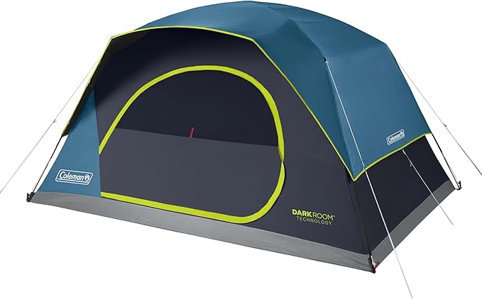 Coleman 4/6/8/10 Person Skydome Dark Room Tent with Rainfly 5 Minute Setup Blocks 90% of Sunlight 20% More Headroom Than Traditional Tents