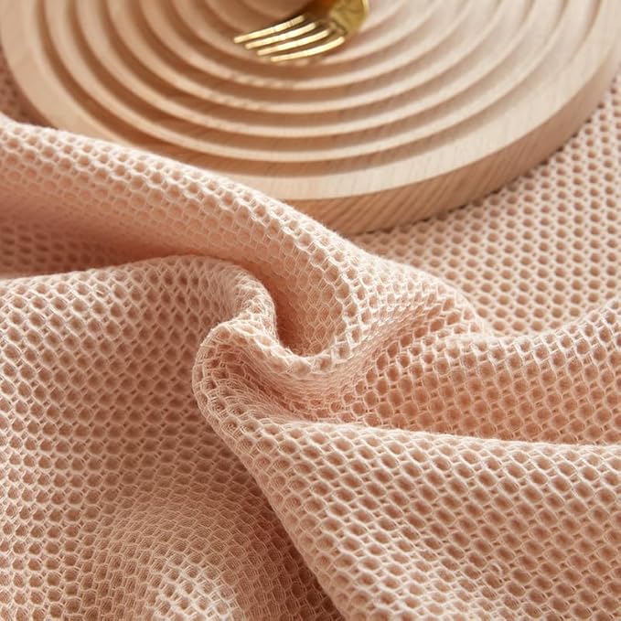 Bnitoam 100% Cotton Waffle Weave Blanket for Bed Couch Sofa 80x92 Soft Breathable Cooling Cellular Blanket for Adult Lightweight All Season Machine Washable Khaki (Khaki 80x92)