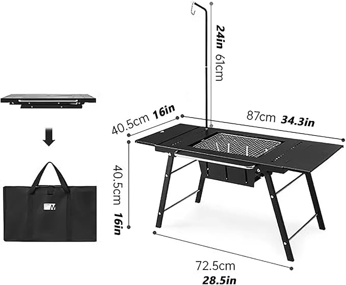Outdoor Folding Camping Table Ultralight Aluminum Camp Table with Carry Bag Outdoor Barbecue Cook for Car Camping Picnic RV Trip Patio Backyard