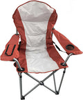 Wild Scape Oversized Folding Camping Chair Foldable Beach Chairs for Adults with Cup Holder Cooler Pocket Storage Bag Heavy Duty Portable Fishing Chair for Outdoor Garden Picnic (Orange-red)