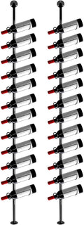 5 Pack 60 Bottles Wall Mount Bottle Display Holder Black Metal DIY Detachable Bottle Display Shelf for Commercial Restaurants Pantry