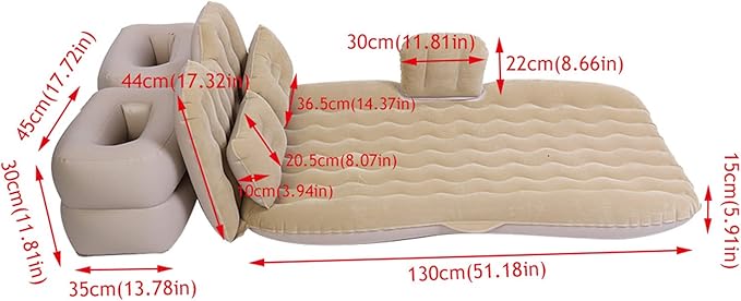 Inflatable Bed Mattress Indoor/Outdoor Camping Travel Air Cushion for Rest Sleep Travel Camping(Beige)