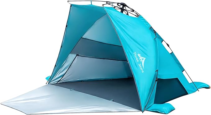 Three Bears Pop Up Beach Tent Sun Shade Shelter for 3-4 Person UPF 50＋ UV Protection Lightweight &amp Easy Setup Beach Shade Canopy Portable Beach Shade Tent Beach Cabana (Blue)