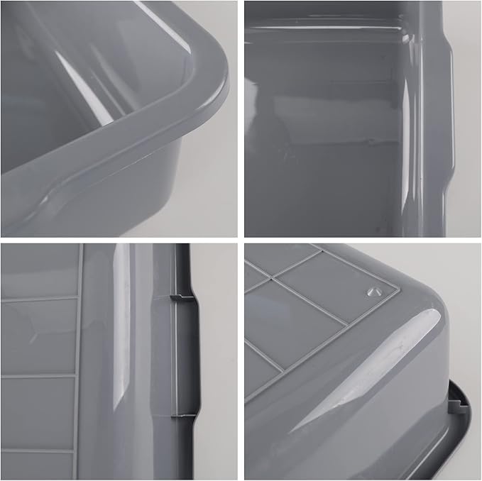 Jekiyo 4 Packs 32 L Commercial Bus Tubs Large Food Grade Meat Tubs Grey Restaurant Bus Pans