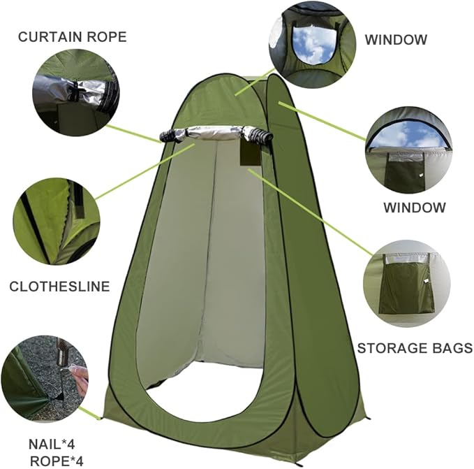 Privacy Shower Tent Pop up Portable Camping Tent Outdoor Toilet Changing Dressing Room Instant Privacy Shelter for Picnic Waterproof Bathroom