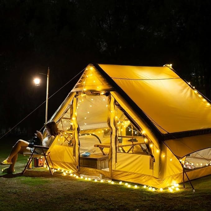 3-5 Person Family Inflatable Tents for Camping 6m² Waterproof 4-Season Blow-up Air Tent with Pump Outdoor Glamping Tents Large Family Tent for Friends Family Travel