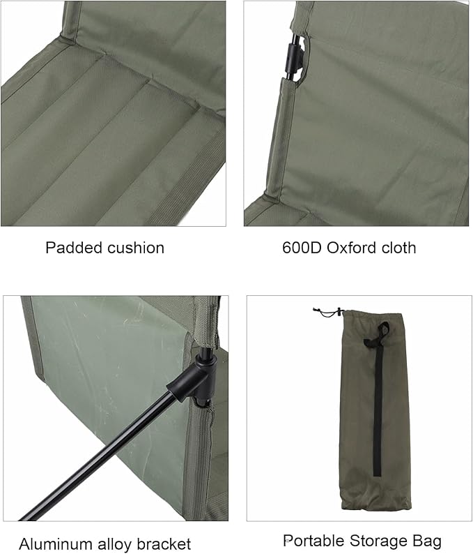 Camping Backrest Cushion Camping Folding Chair Cushion Backrest Casual Stylish Aluminium Alloy Folding Beach Chair for Outdoor Picnic (Dark Green)