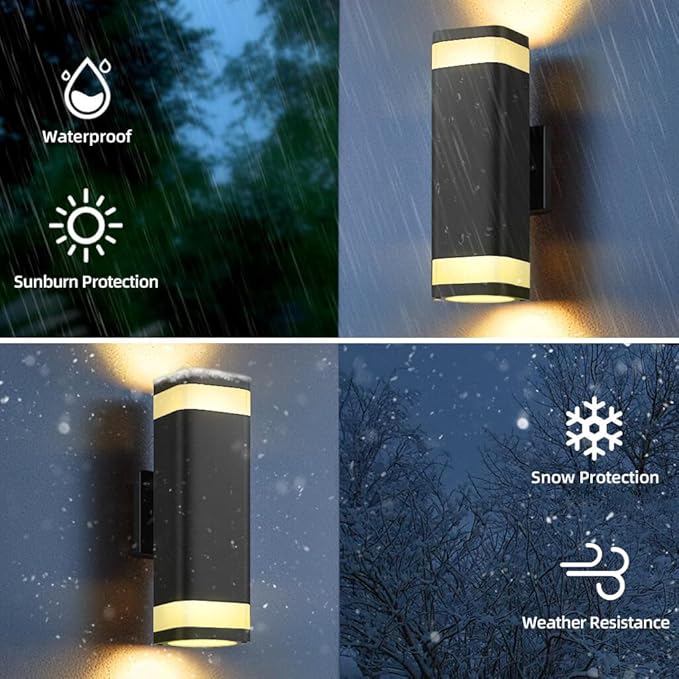 SHIMR Smart RGB Outdoor Wall Light WiFi App Control Color Changing Up Down Exterior Sconce with Dusk to Dawn Sensor Waterproof LED Wall Mount Light Fixture Works with Alexa &amp Google Black Fini