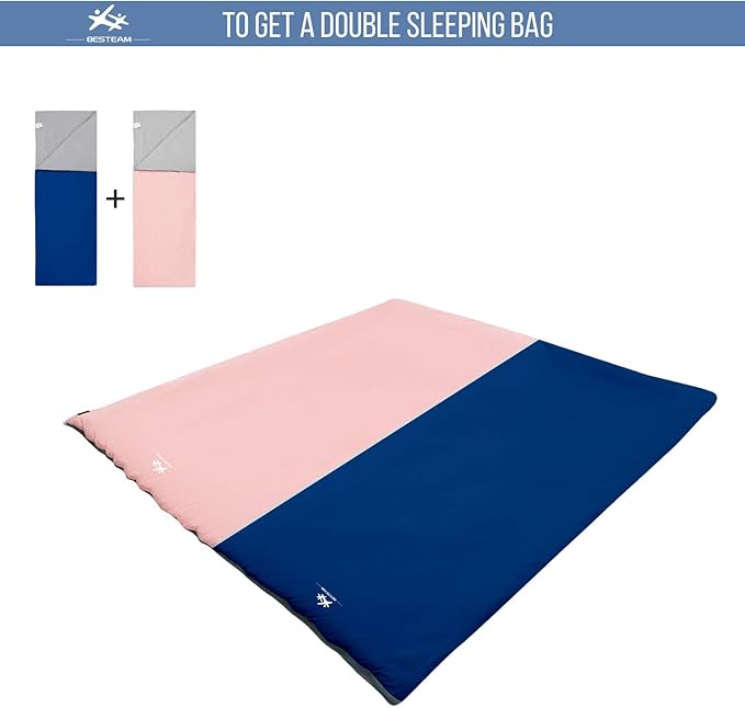 Warm Weather Sleeping Bag - Portable Waterproof Compact Lightweight Packable for Kids Teens Adults Camping Backpacking Hiking Spring Summer Fall