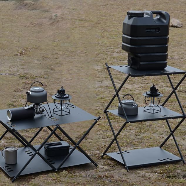 Folding Storage 3 Tier Foldable Aluminum Alloy Rack Lightweight Durable Outdoor Camping Table