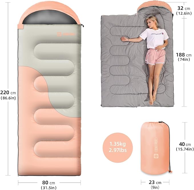 Sleeping Bags for Adults&ampKidsLightweight Waterproof Warm Weather Sleeping BagCompact Portable Sleeping Bag for CampingEssentials Gear for Camping Hiking Outdoor Travel