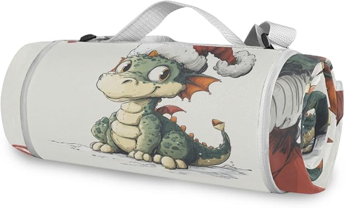 OTVEE Outdoor Picnic Blanket Dragon Hello Circular Mat Moisture-Proof Pad Camping Beach Blankets Foldable Waterproof Sand Mat Hiking Travel 58.2X58.2