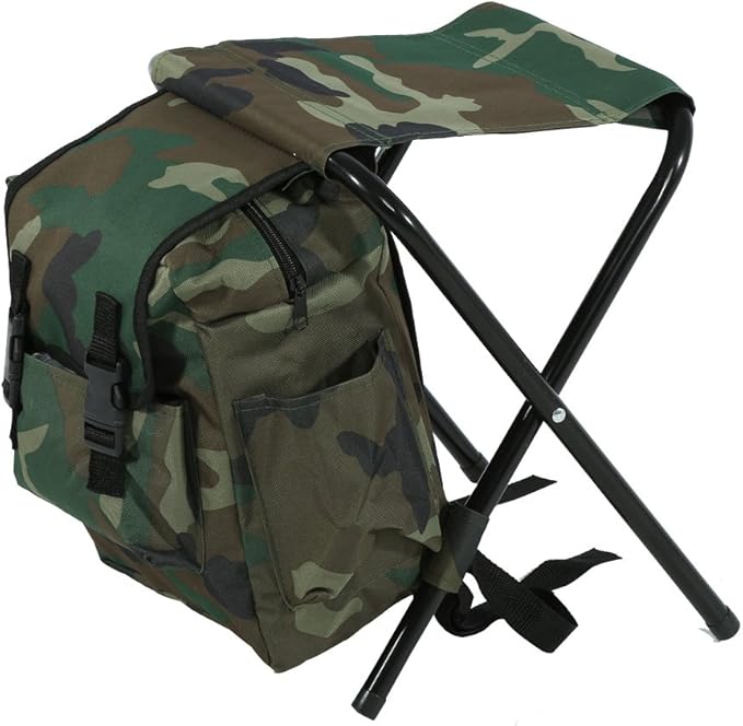 Foldable Camping Fishing Bench Folding Convenient Carrying Seat with Storage Bag Camouflage