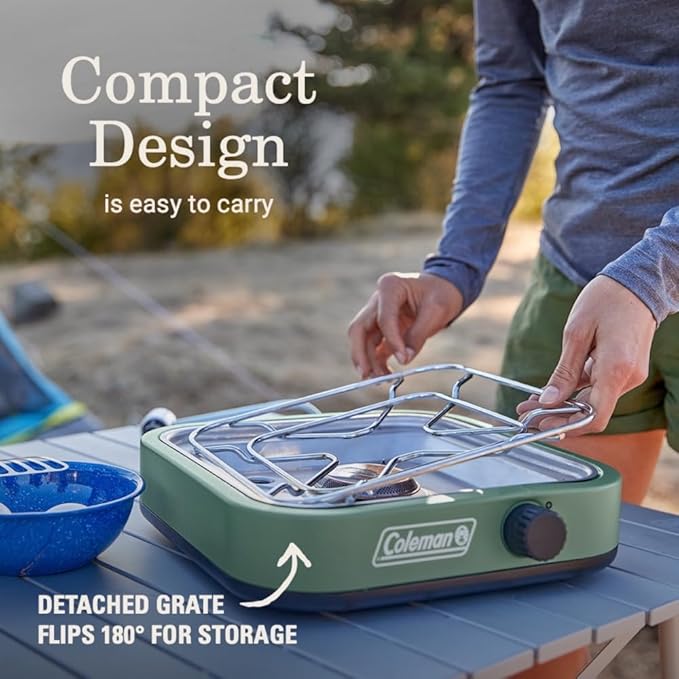 Coleman Cascade 18 1-Burner Camping Stove Portable Cooktop with 8000 BTUs &amp Matchless Lighting Fits 12-Inch Pan Great for Outdoor Cooking Camping Tailgating Grilling BBQs &amp More