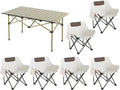 7Pcs Folding Camping Chairs &amp Table Set - Picnic Table Design Folding Chair Set with Table for Picnic Party BBQYellow
