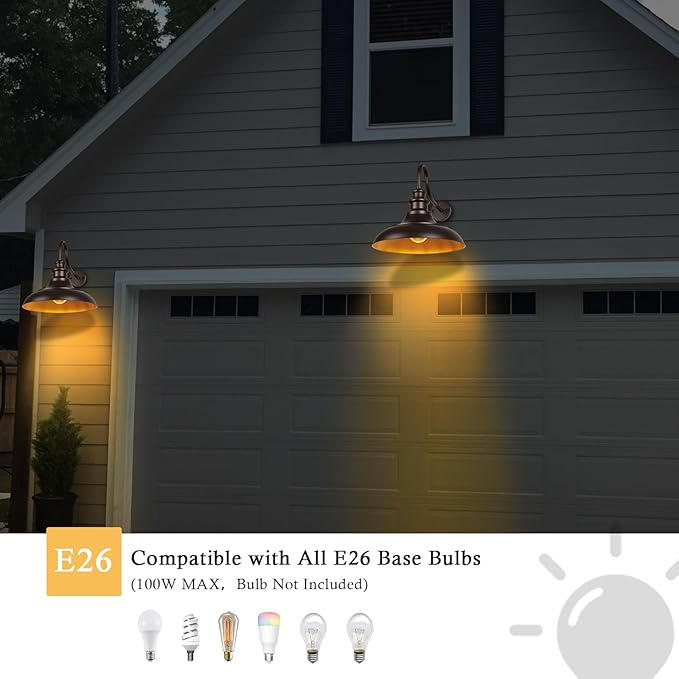 Exterior Farmhouse Barn Light 3PCS Dusk to Dawn Outdoor Lighting 16 Inch Vintage Outside Garage Lights Fixtures for Patio Frontdoor Entryway Doorway