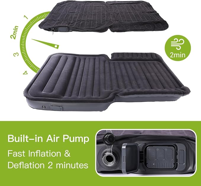SUV Air Mattress with Wireless Removable 3-in-1 Built-in Pump &amp Mattress 'Wings' | 7-inch Height Car Mattress for Mid/Large SUVs Trucks Minivans Supports 660lbs – Ideal for Road Trips &amp Cam