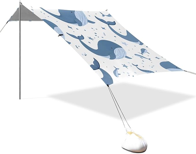 Happy Whale Camping Sun Shelter Beach Tent Portable Beach Sun Shade Outdoor Canopy for Camping Trips Fishing Picnic